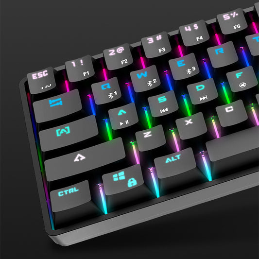 Tastatură Mecanică Wireless Bluetooth cu Keycaps PBT Colorate – Compactă, Silențioasă, pentru Gaming și Birou