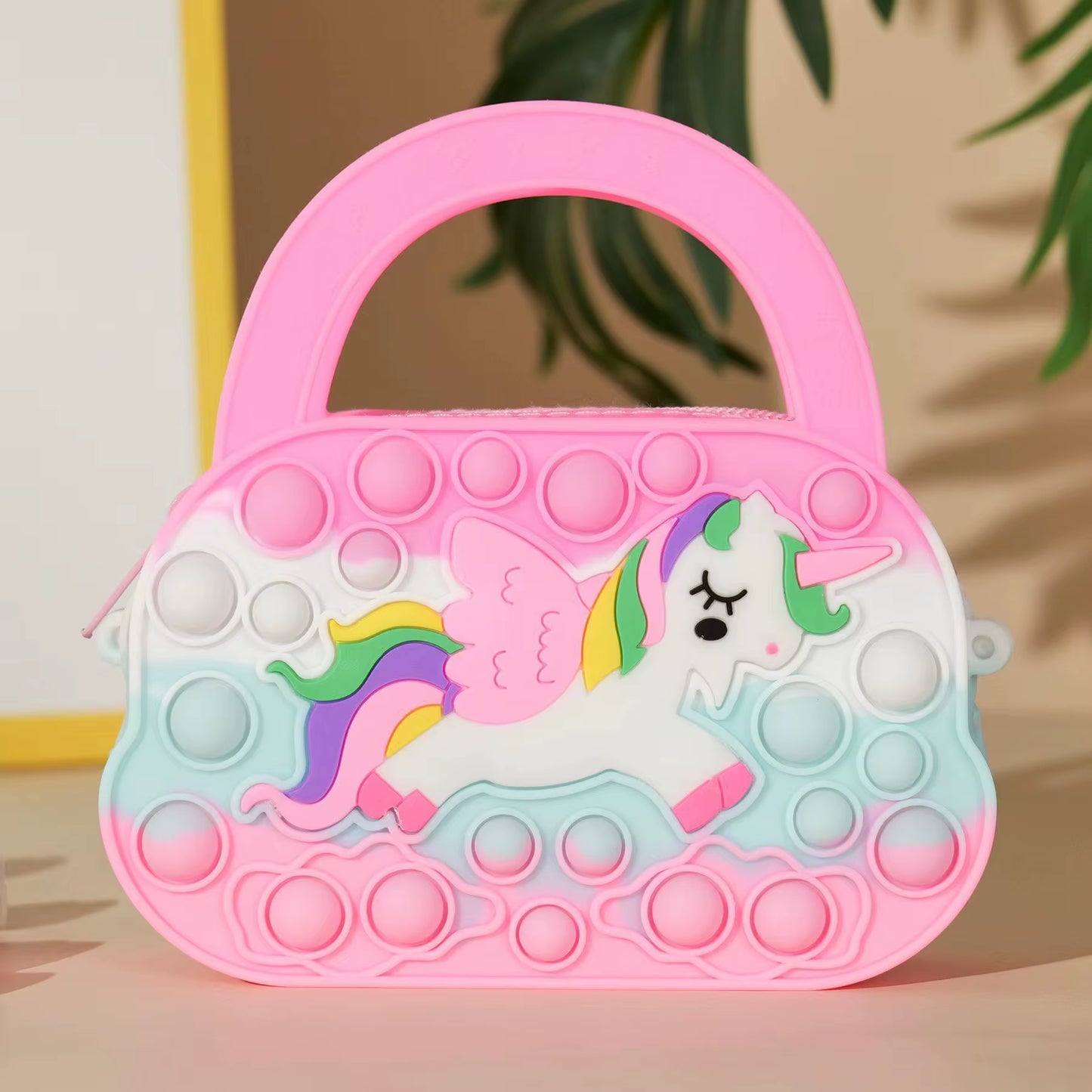 Pop Shoulder Bag Rainbow Fidget Toys Push Kawaii Unicorn Coin Purse Girls Toys Stress Relief Sensory Toy Aнтистресс