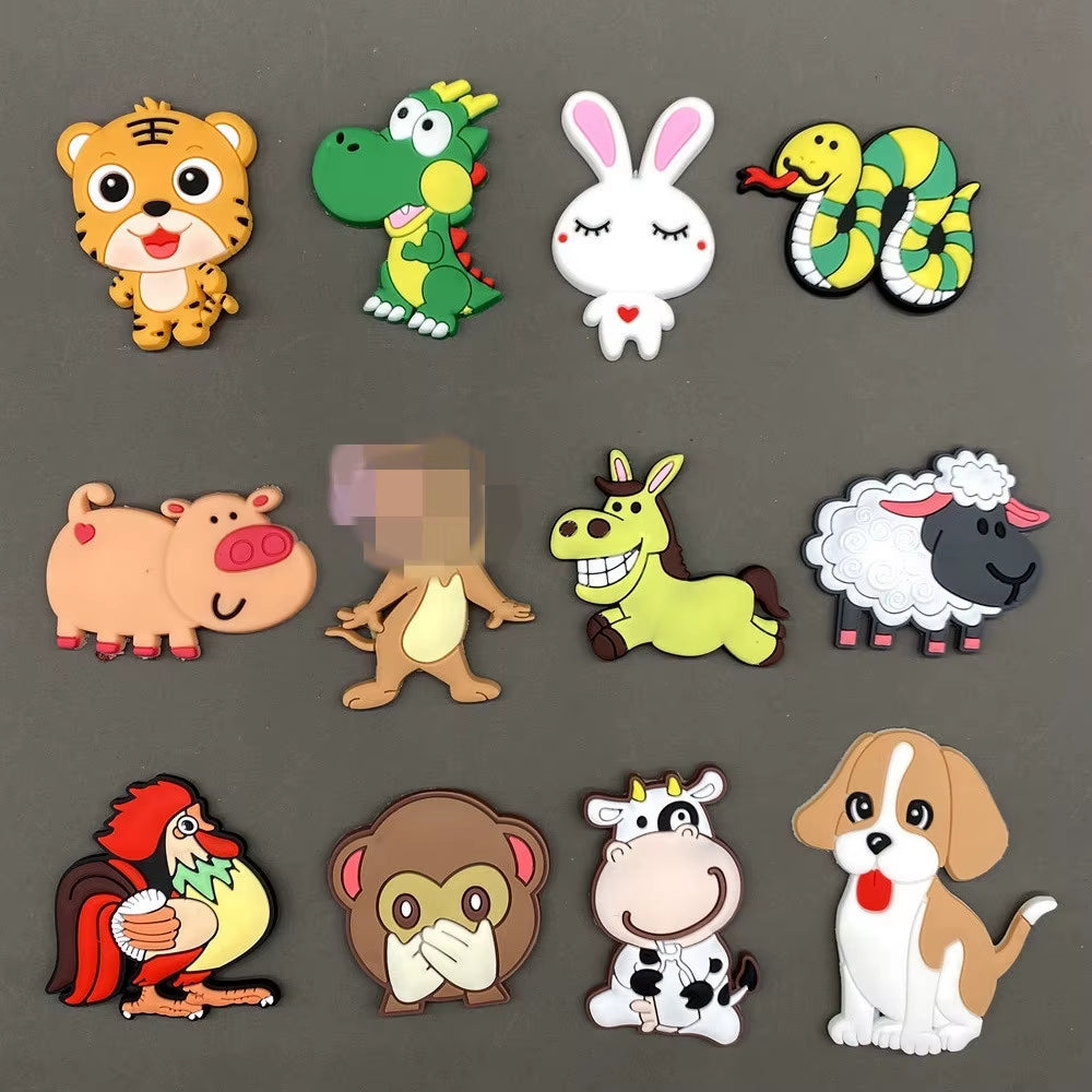 New PVC Fridge Magnets for Children Toy Cartoon Animal Magnets for Refrigerator Decor Cute Fridge Magnets for Child Magnetic Toy