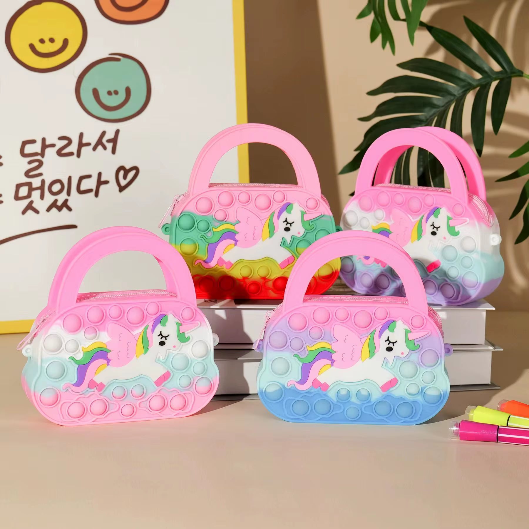 Pop Shoulder Bag Rainbow Fidget Toys Push Kawaii Unicorn Coin Purse Girls Toys Stress Relief Sensory Toy Aнтистресс