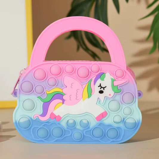 Pop Shoulder Bag Rainbow Fidget Toys Push Kawaii Unicorn Coin Purse Girls Toys Stress Relief Sensory Toy Aнтистресс