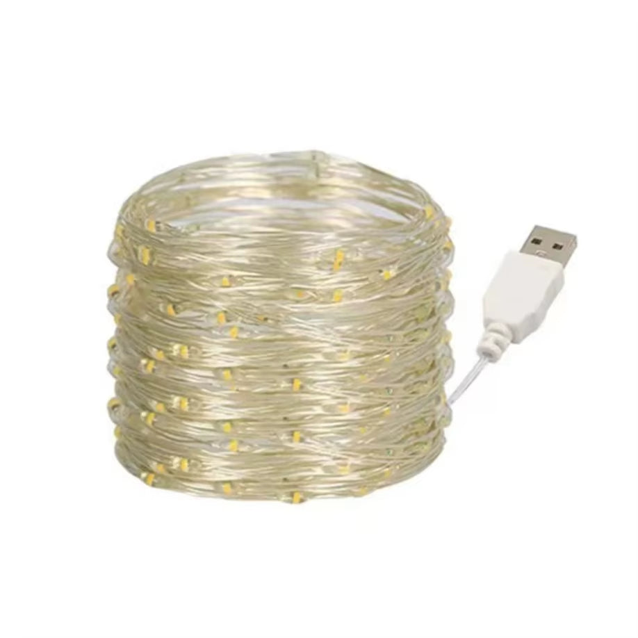 10M 20M Waterproof USB LED Lights String Copper Wire Fairy Garland Light Lamp Christmas Wedding Party Holiday Lighting Wreath