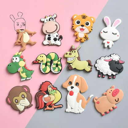 1 Set PVC Cute Fridge Magnets for Children Cartoon Animal Magnets for Refrigerator Decor Funny Magnetic Letters Numbers Kids Toy
