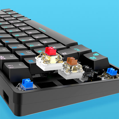 Tastatură Mecanică Wireless Bluetooth cu Keycaps PBT Colorate – Compactă, Silențioasă, pentru Gaming și Birou