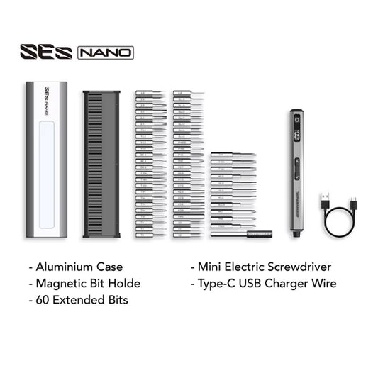 Mini Electric Screwdriver Set 60 in 1 Precision Cordless Screwdriver Kit for Phone Camera Laptop Watch Repair SES Nano